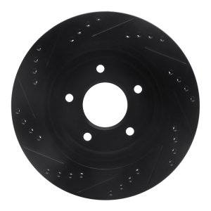 Buick Regal Brake Rotor (1) - Front Right - R1 Concepts - Drilled & Slotted - Black - `94-`01